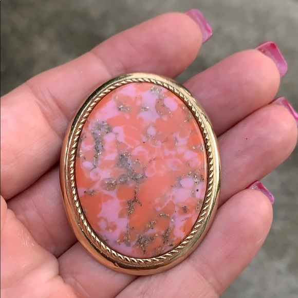 Vintage Sarah Coventry Orange/Pink Pendant/Brooch - Picture 3 of 12